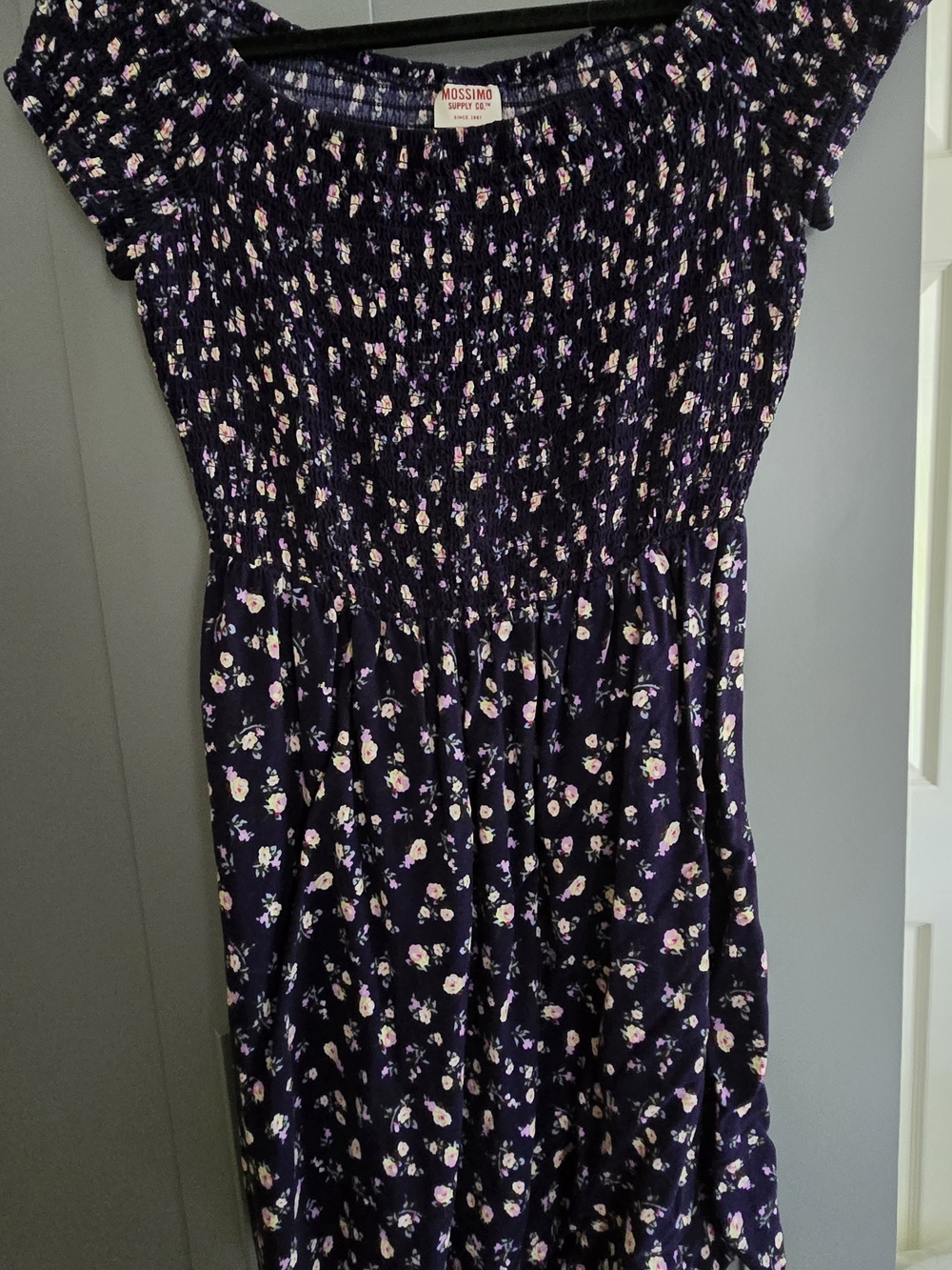 Mossimo Supply Co. Navy Floral Smocked Dress